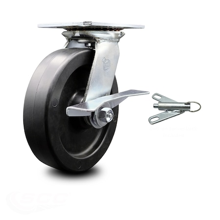 Service Caster 8 Inch Polyolefin Caster with Roller Bearing and Brake/Swivel Lock SCC SCC-35S820-POR-SLB-BSL
